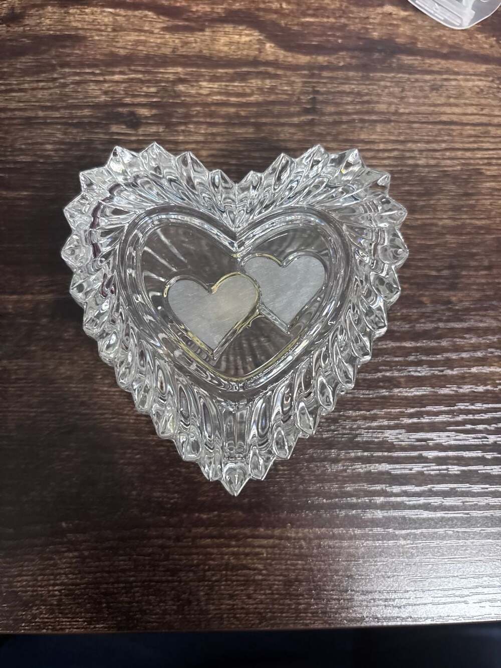 Zajecar Crystal Heart Shaped Trinket Box with Lid